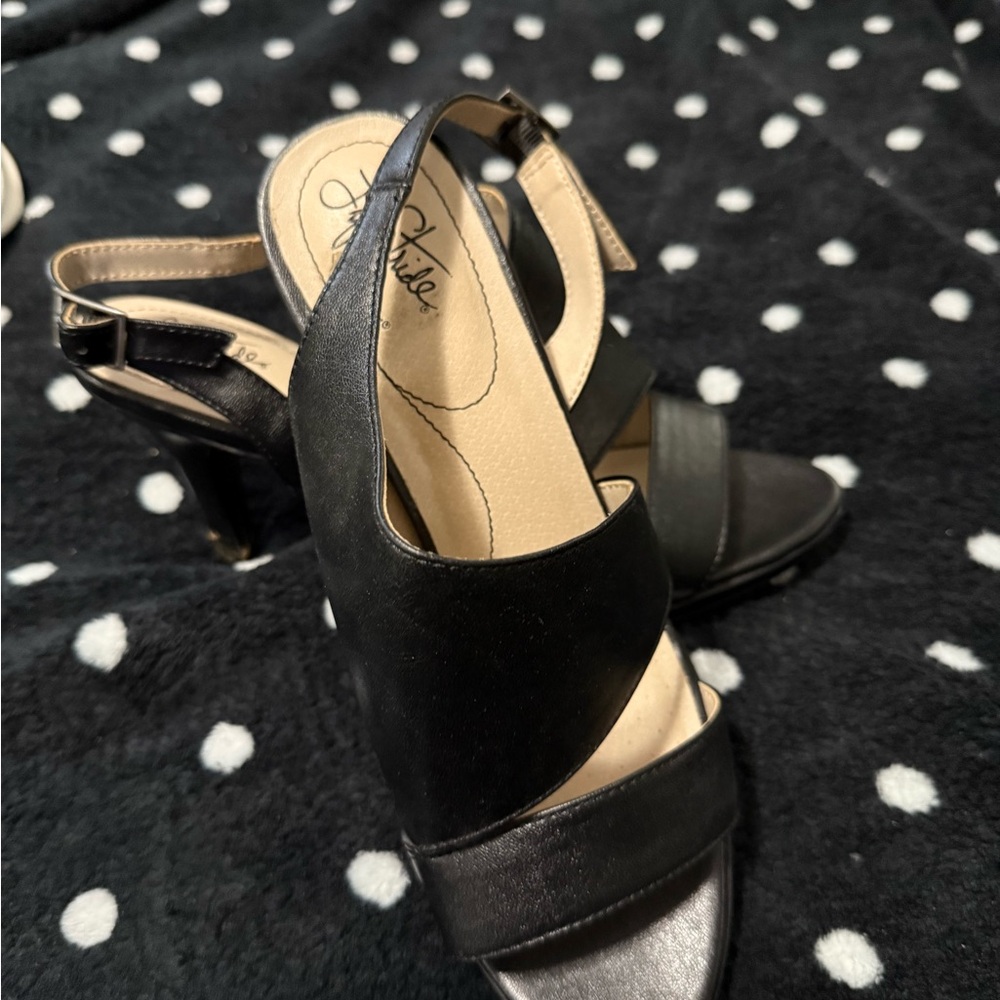 Life Stride Black Strappy Heels